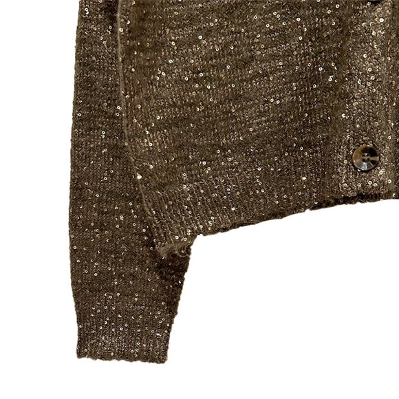 Current Air Shimmer Button Up Cardigan, Brown, Medium - Picture 4 of 4